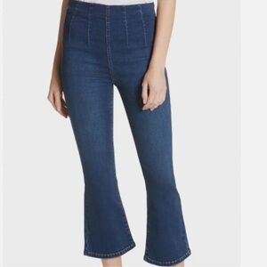 Free People Pull On Ultra High Waist Crop Bootcut Jeans Blue Size 27